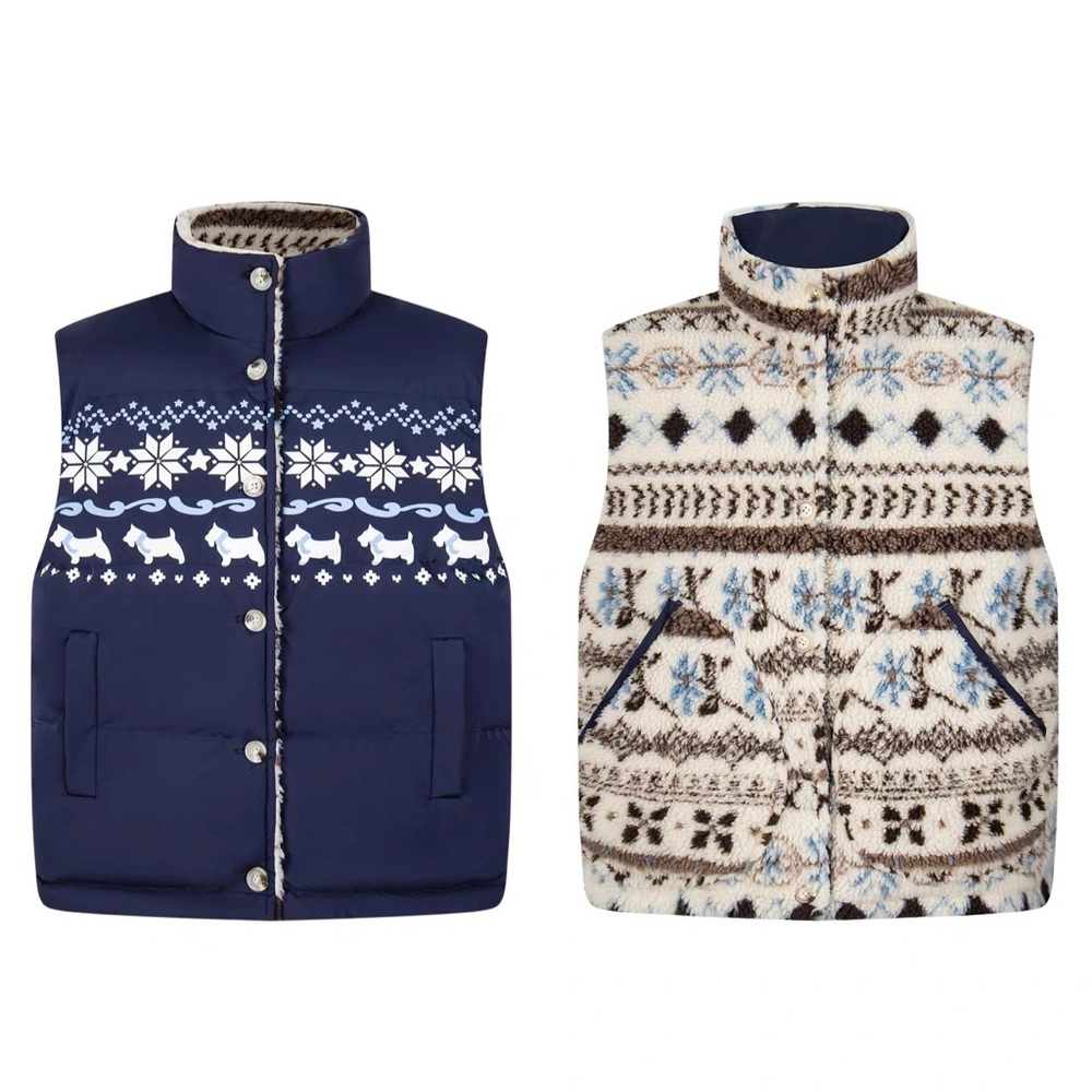 Reversible Blue and Patterned Vest terrier